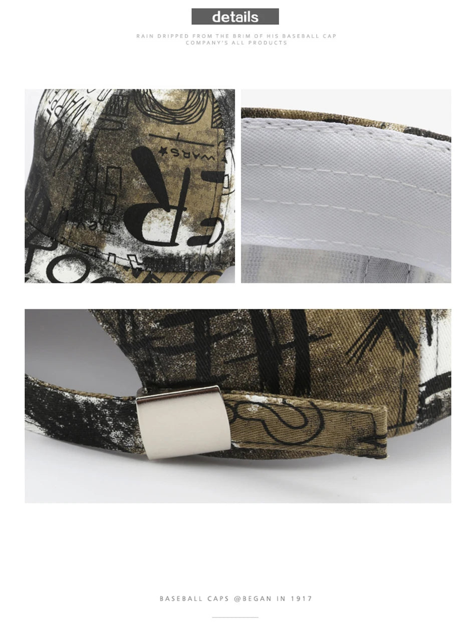VOIDWEAR SIGNAL_FADE_FS03 graffiti embroidered cotton baseball cap with adjustable strap, unisex four-season streetwear design in multiple colors.