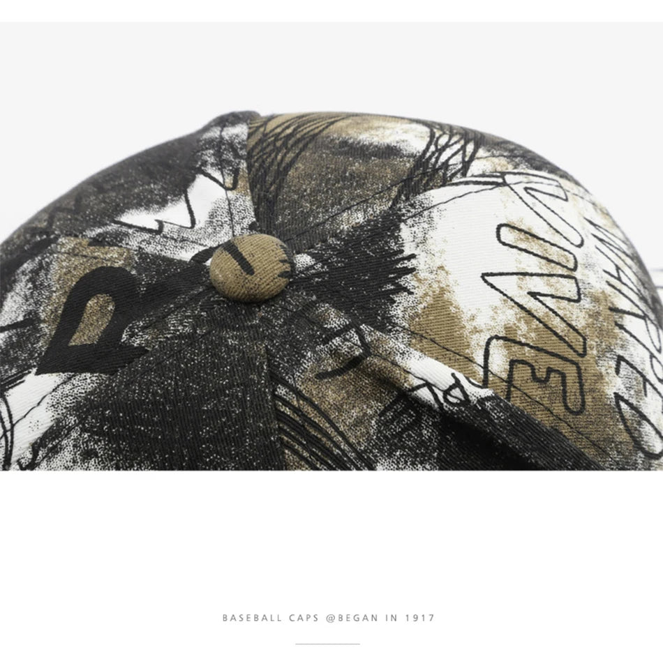 VOIDWEAR SIGNAL_FADE_FS03 graffiti embroidered cotton baseball cap with adjustable strap, unisex four-season streetwear design in multiple colors.