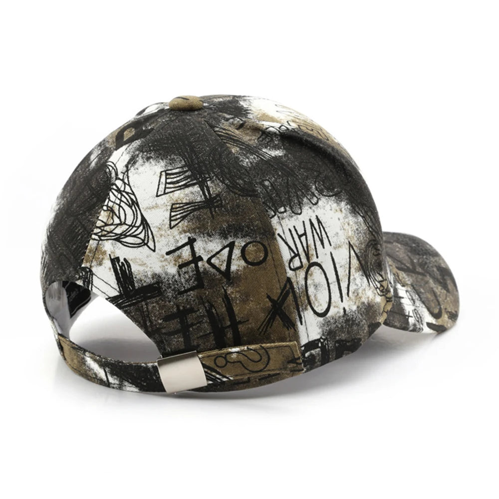 VOIDWEAR SIGNAL_FADE_FS03 graffiti embroidered cotton baseball cap with adjustable strap, unisex four-season streetwear design in multiple colors.
