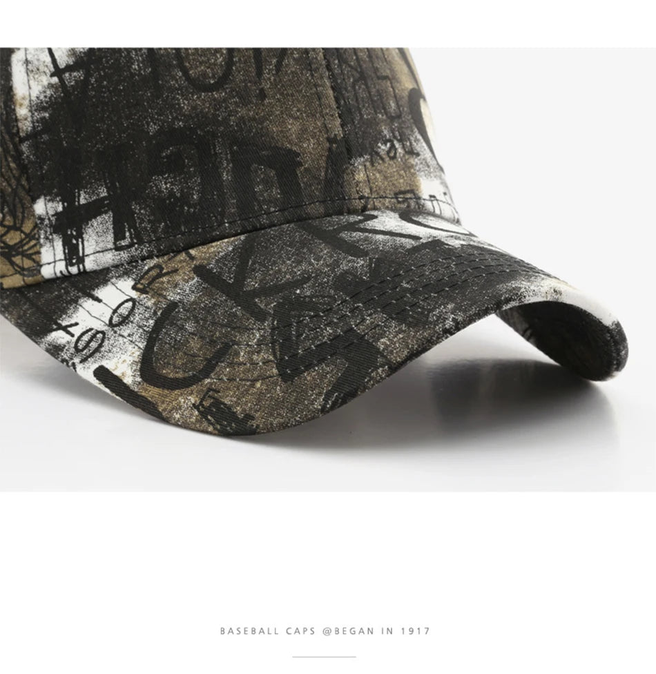 VOIDWEAR SIGNAL_FADE_FS03 graffiti embroidered cotton baseball cap with adjustable strap, unisex four-season streetwear design in multiple colors.