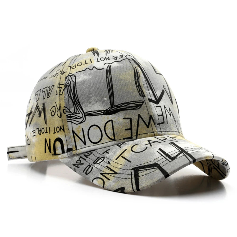 VOIDWEAR SIGNAL_FADE_FS03 graffiti embroidered cotton baseball cap with adjustable strap, unisex four-season streetwear design in multiple colors.