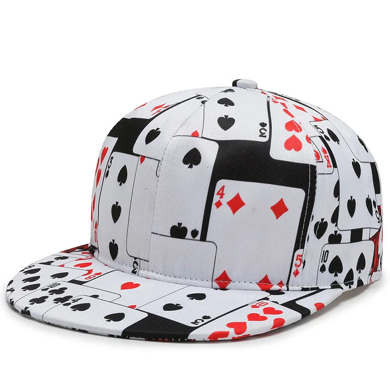 VOIDWEAR SIGNAL_VANISH_07 poker graffiti cotton snapback cap with adjustable strap, photographed in U.S. summer streetwear setting