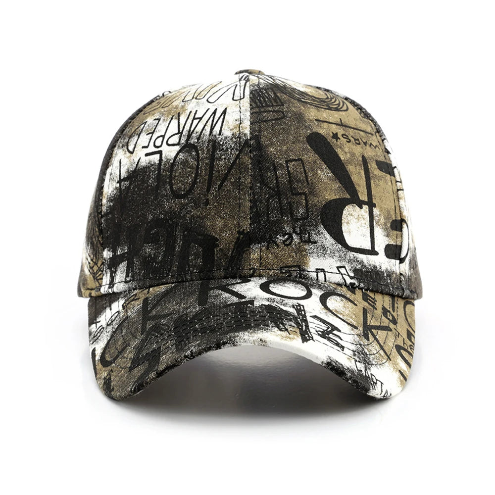 VOIDWEAR SIGNAL_FADE_FS03 graffiti embroidered cotton baseball cap with adjustable strap, unisex four-season streetwear design in multiple colors.