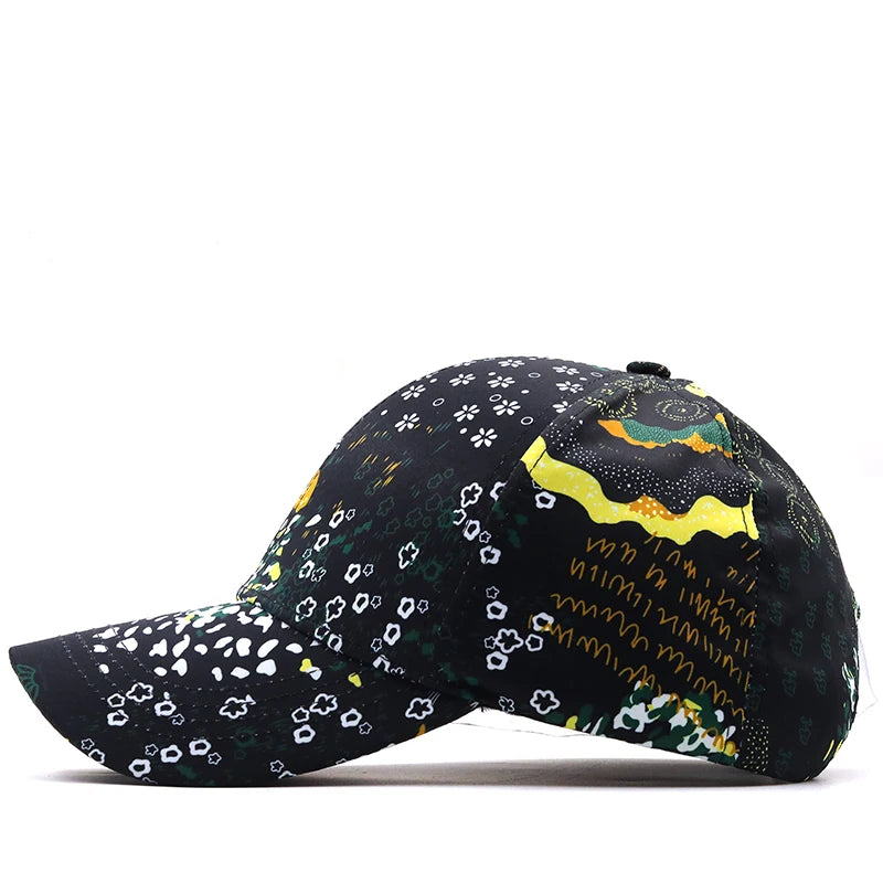 Black washed graffiti snapback cap by VOIDWEAR, featuring ritual-inspired embroidery and adjustable cotton fit, designed for global streetwear style.