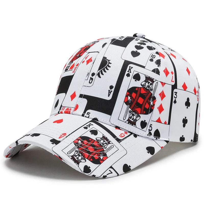 VOIDWEAR SIGNAL_VANISH_07 poker graffiti cotton snapback cap with adjustable strap, photographed in U.S. summer streetwear setting