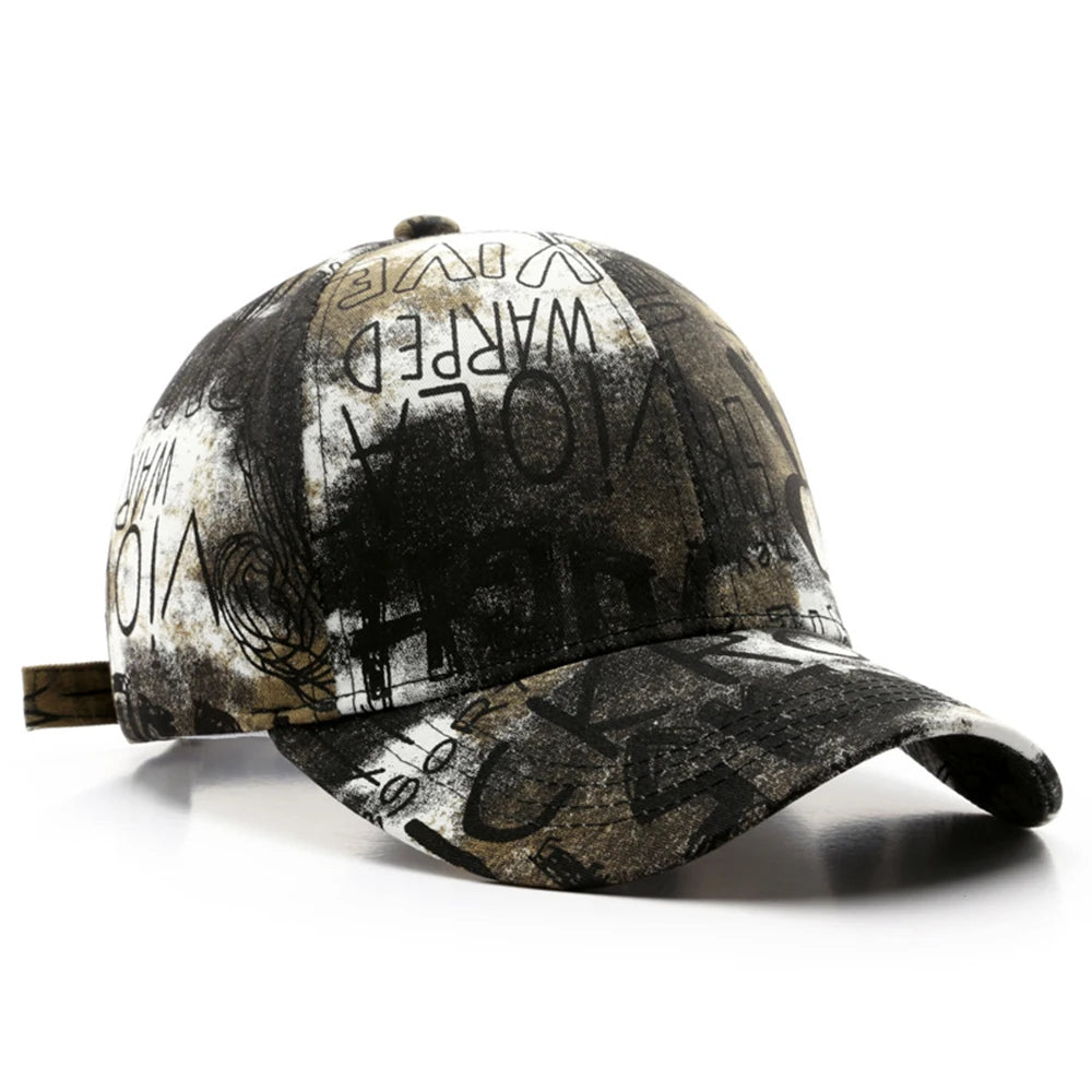 VOIDWEAR SIGNAL_FADE_FS03 graffiti embroidered cotton baseball cap with adjustable strap, unisex four-season streetwear design in multiple colors.