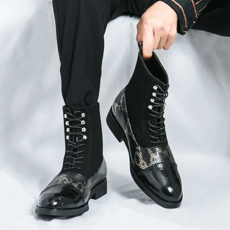 VOIDWEAR SIGNAL_VANISH_09 ☰ Shadow Rider Boots, patent PU leather, EVA insoles, above-ankle winter streetwear motorcycle boots for men