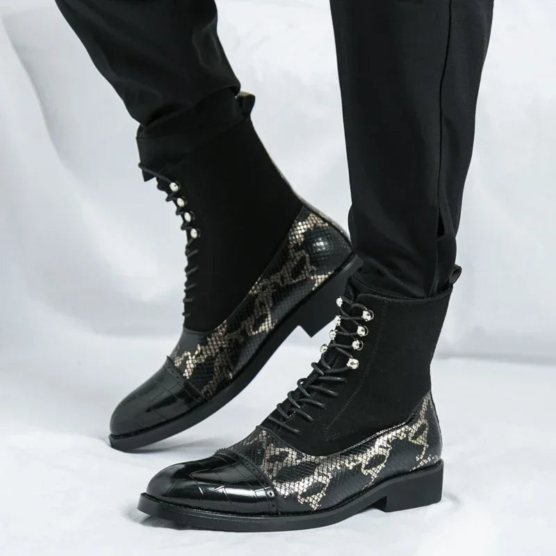 VOIDWEAR SIGNAL_VANISH_09 ☰ Shadow Rider Boots, patent PU leather, EVA insoles, above-ankle winter streetwear motorcycle boots for men