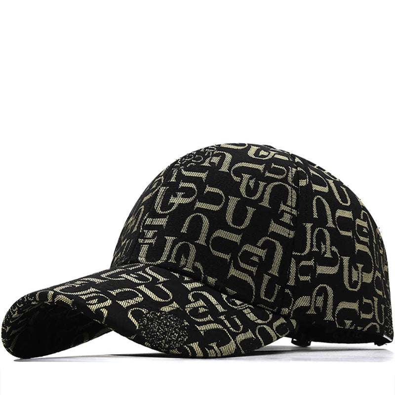 VOIDWEAR SIGNAL_VANISH_05 graffiti washed cotton snapback cap with embroidered insignia, photographed in U.S. urban summer streetwear setting. Black cap with beige pattern on a white background