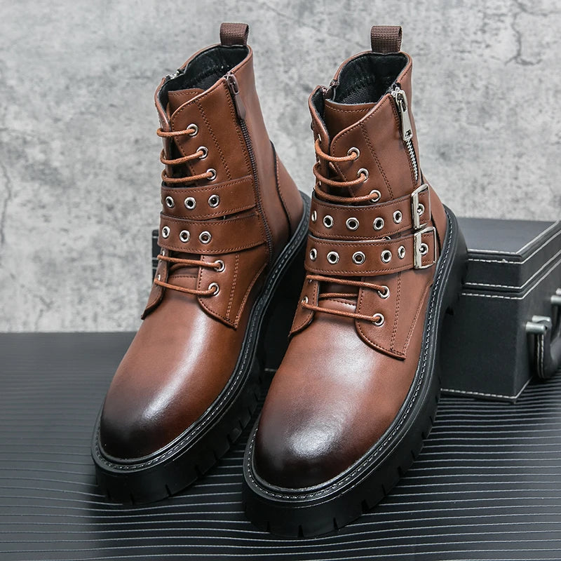 VOIDWEAR SIGNAL_VANISH_07 ☰ Shadow Strider Boots, split leather with EVA sole, winter streetwear for men