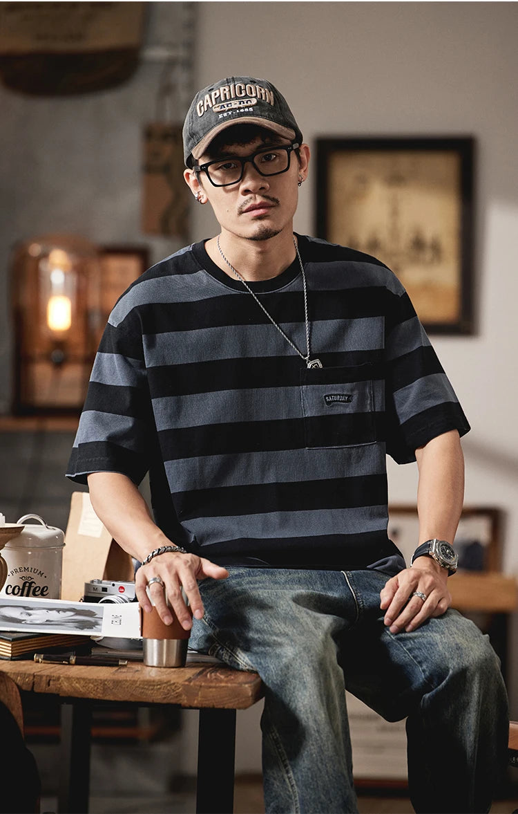 VOIDWEAR striped oversized tee with vanish-mode system, 100% cotton, summer streetwear