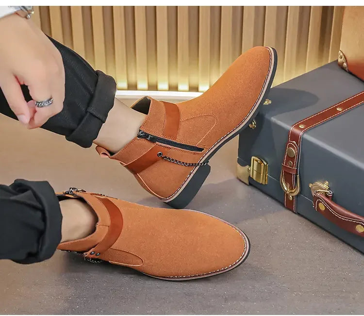 VOIDWEAR SIGNAL_VANISH_09 ☰ waterproof PU suede Chelsea-inspired streetwear boots with lace-up closure and ritual shadow-tech aesthetic