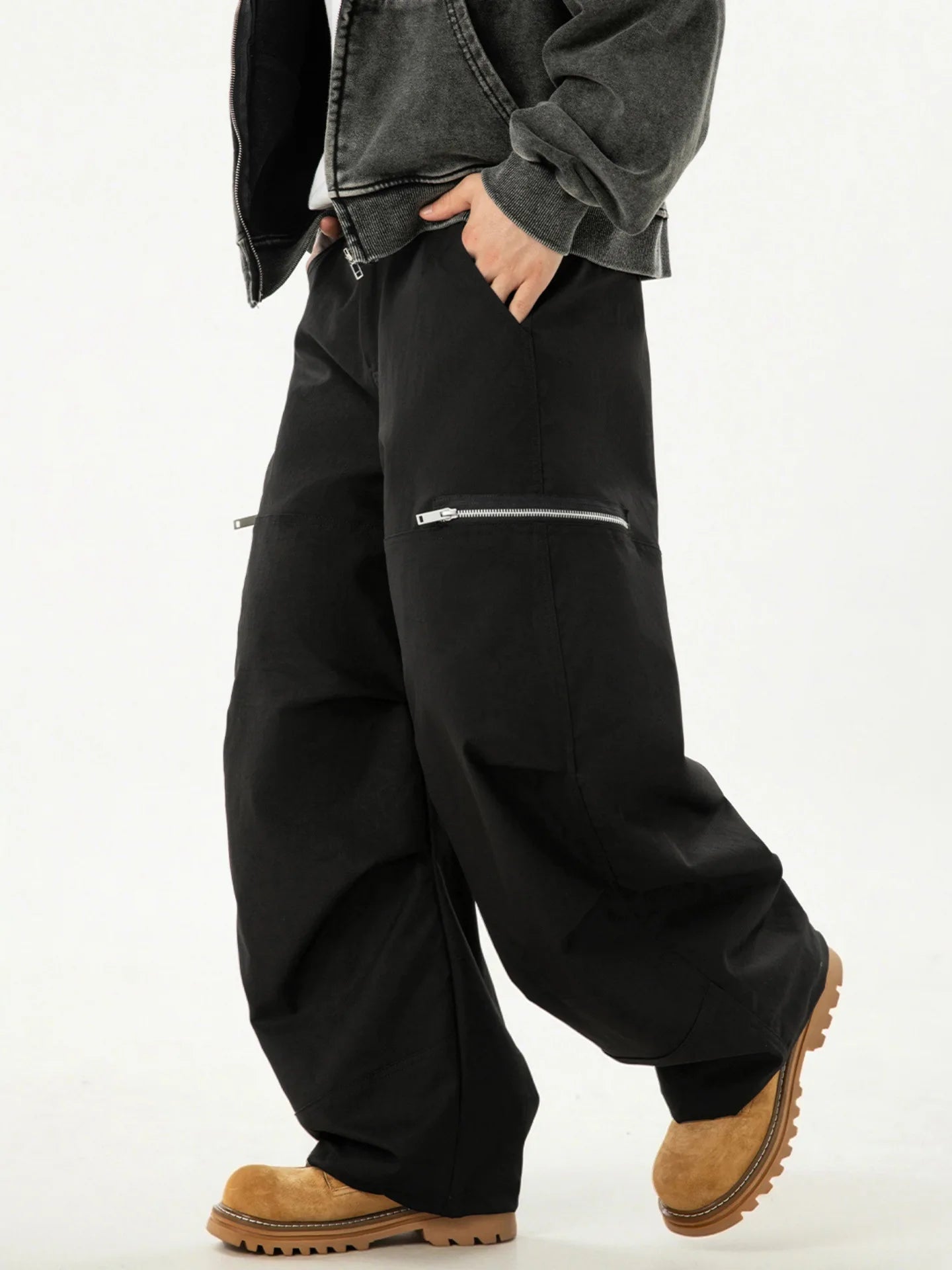 VOIDWEAR VDR_SIGNAL_MCHT ☰ pleated machete pants, paratrooper style, tactical zipper, loose fit, symbolic glyph tab