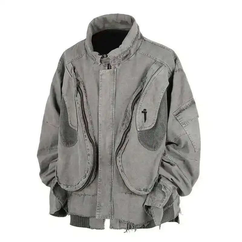 VOIDWEAR VDR_SHDW_07 washed flight jacket in dark punk style with ritual-inspired glyph details for spring/autumn streetwear