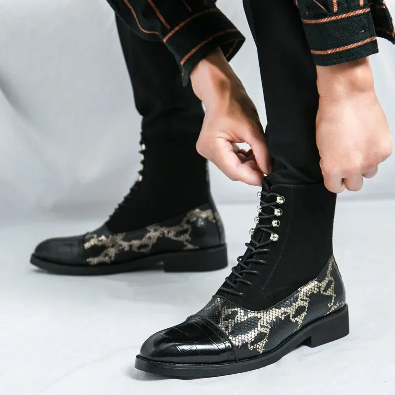 VOIDWEAR SIGNAL_VANISH_09 ☰ Shadow Rider Boots, patent PU leather, EVA insoles, above-ankle winter streetwear motorcycle boots for men