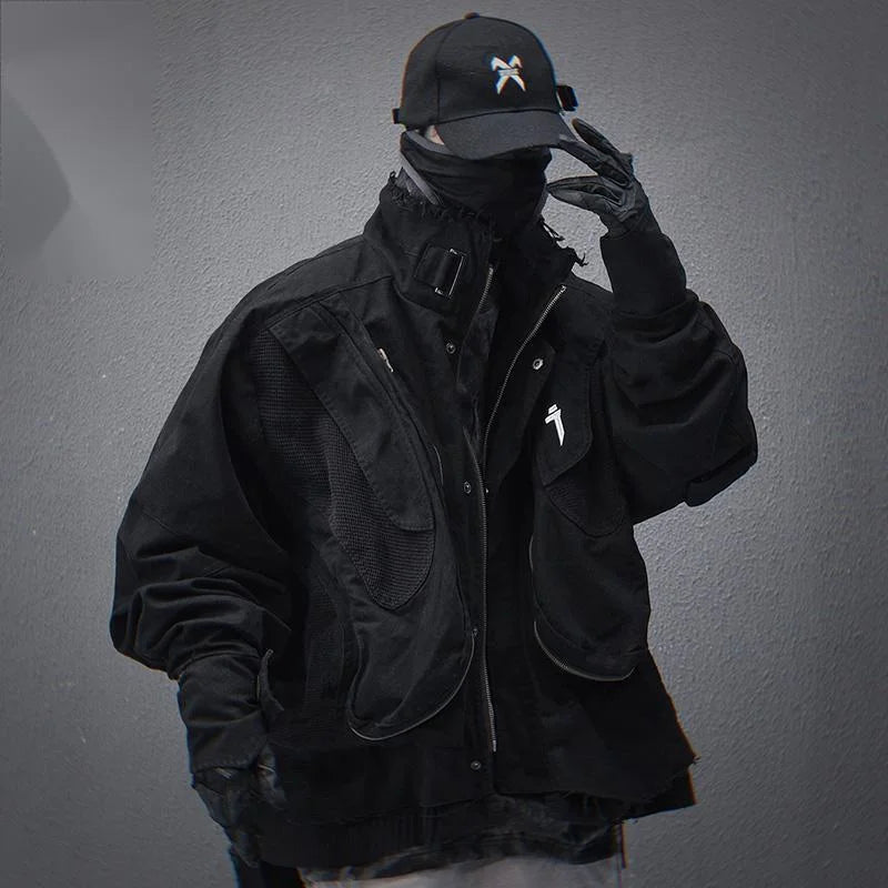 VOIDWEAR VDR_SHDW_07 washed flight jacket in dark punk style with ritual-inspired glyph details for spring/autumn streetwear