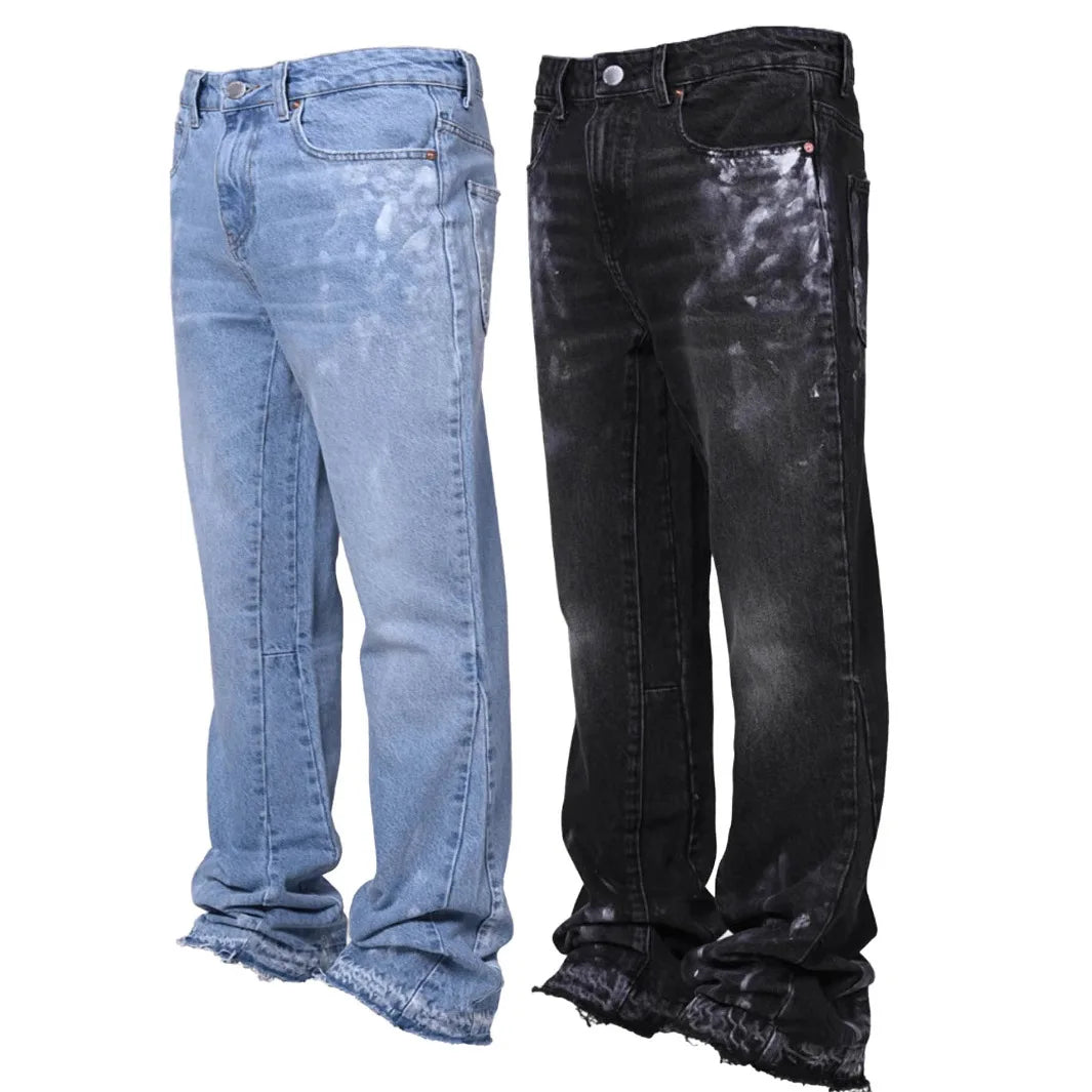 VDR_VANISH_05 ☰ glazed patchwork flare jeans — front view
