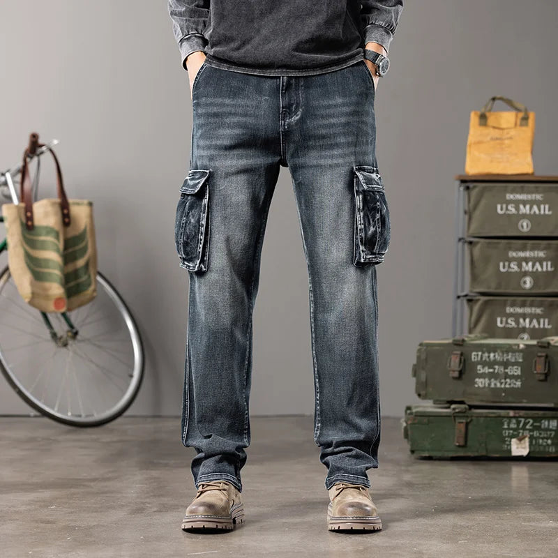 VDR_VANISH_WL ☰ wide-leg cargo jeans — side view — midweight denim
