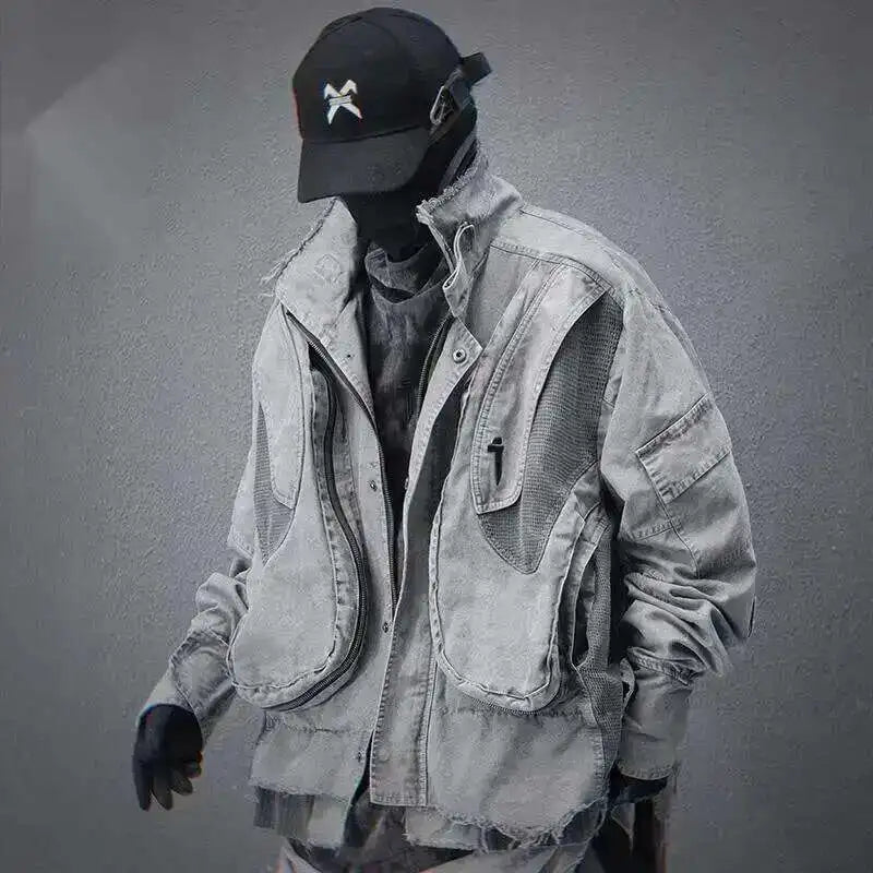 VOIDWEAR VDR_SHDW_07 washed flight jacket in dark punk style with ritual-inspired glyph details for spring/autumn streetwear