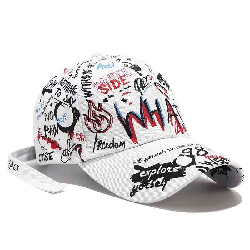 VOIDWEAR SIGNAL_VANISH_05 graffiti print cotton baseball cap with adjustable strap, designed for urban summer shadow-motion style