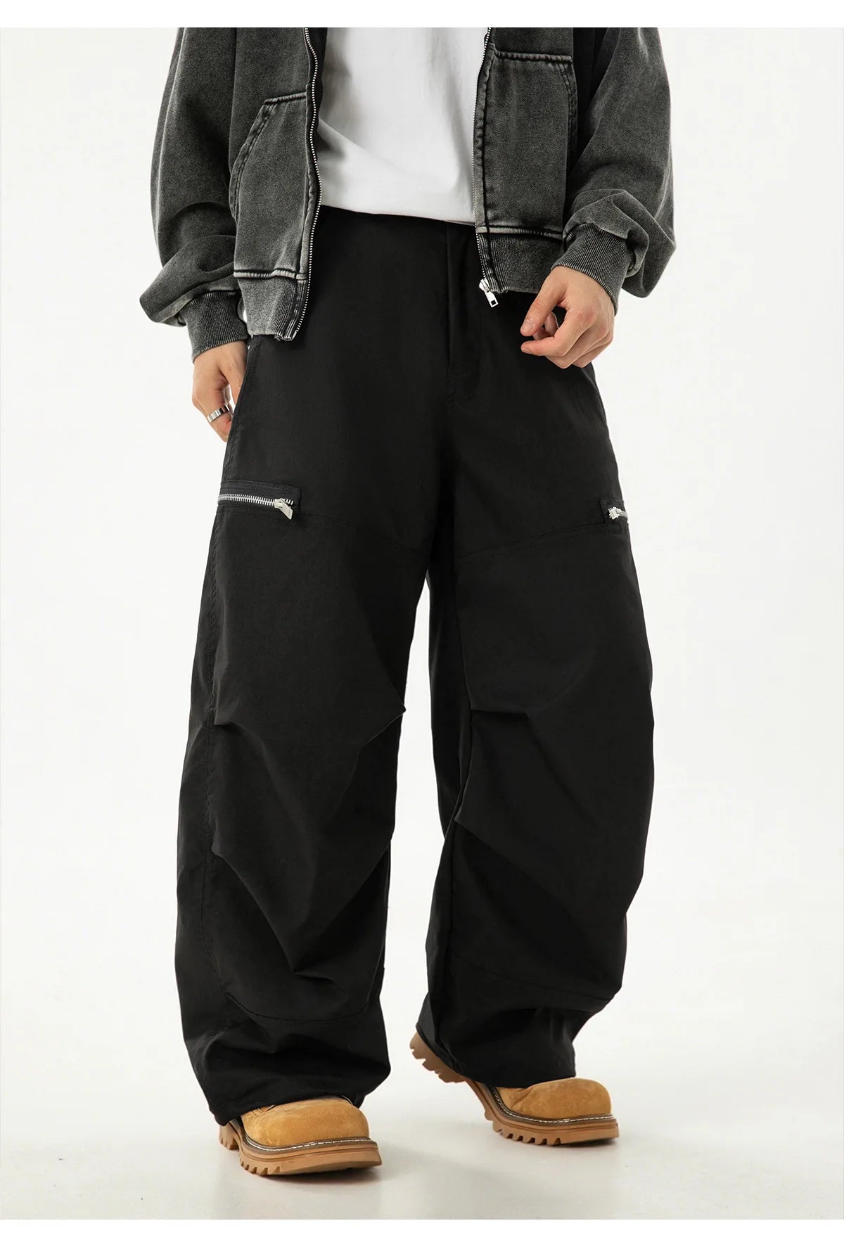 VOIDWEAR VDR_SIGNAL_MCHT ☰ pleated machete pants, paratrooper style, tactical zipper, loose fit, symbolic glyph tab