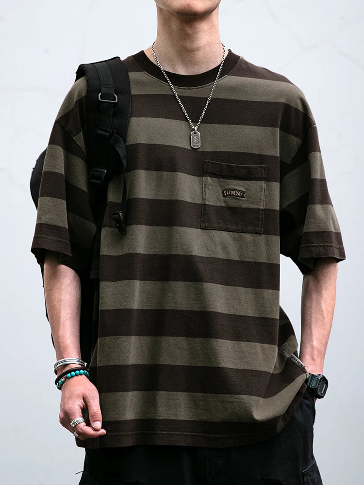 VOIDWEAR striped oversized tee with vanish-mode system, 100% cotton, summer streetwear