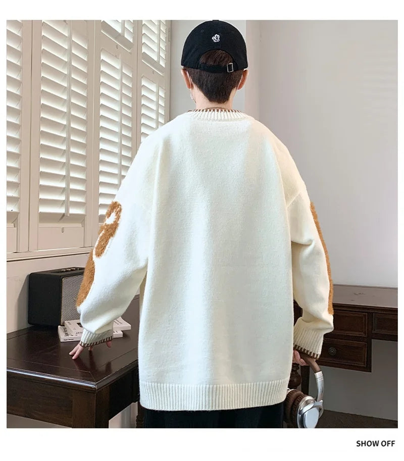VOIDWEAR VDR_VANISH_10 ECHO jacquard letter knit sweater, washed midweight knit, oversize streetwear layering piece