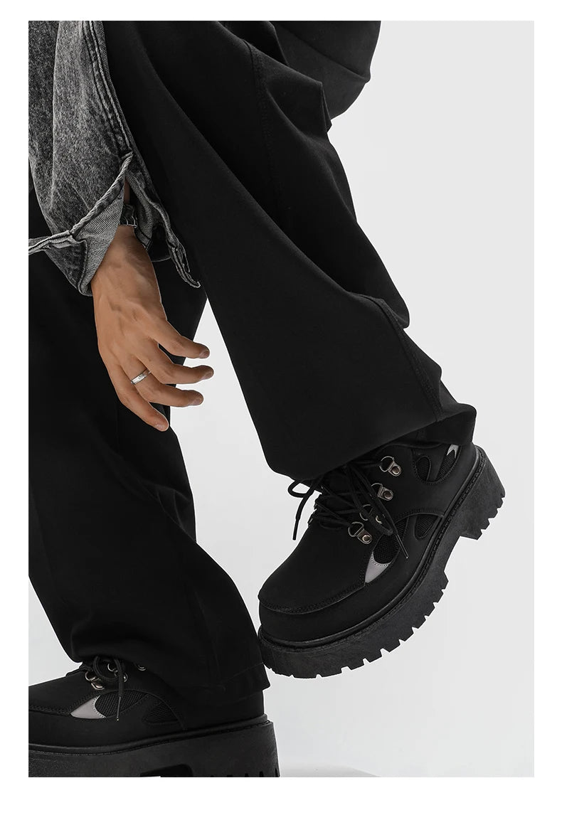 VOIDWEAR SIGNAL_VANISH_10 ☰ ankle-height PU leather boots with platform rubber outsole, mesh lining, and minimalist vanish design for spring/autumn