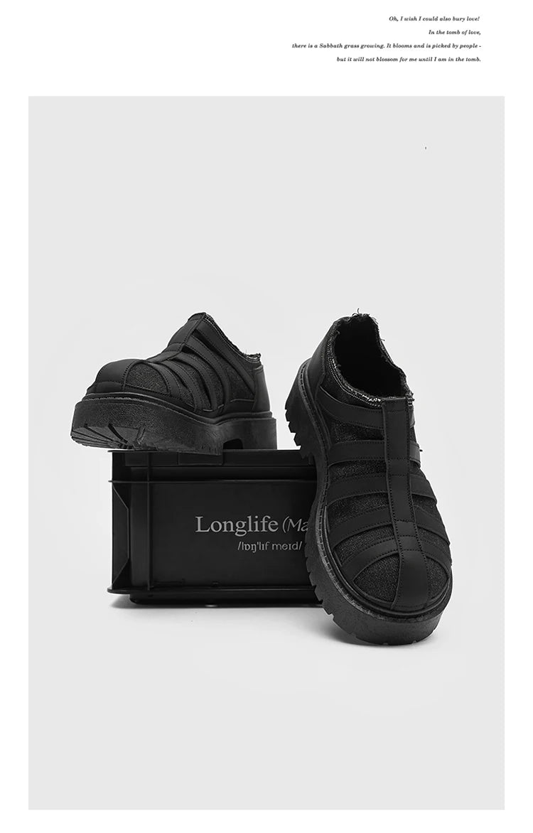 VOIDWEAR SIGNAL_VANISH_12 ☰ men’s split leather casual shoes with stitched upper, rubber sole, and ritual-inspired minimalist design.