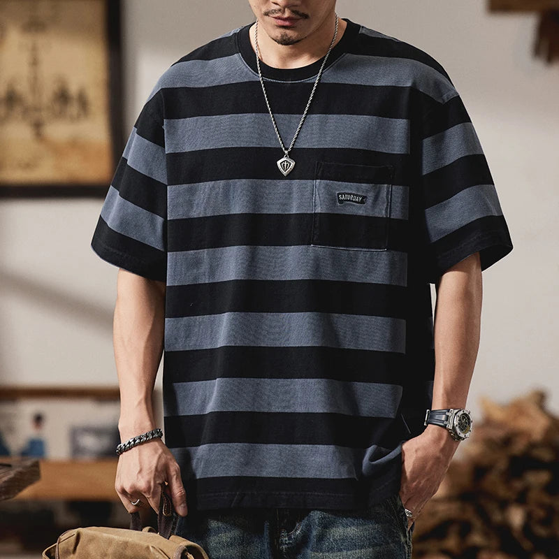 VOIDWEAR striped oversized tee with vanish-mode system, 100% cotton, summer streetwear