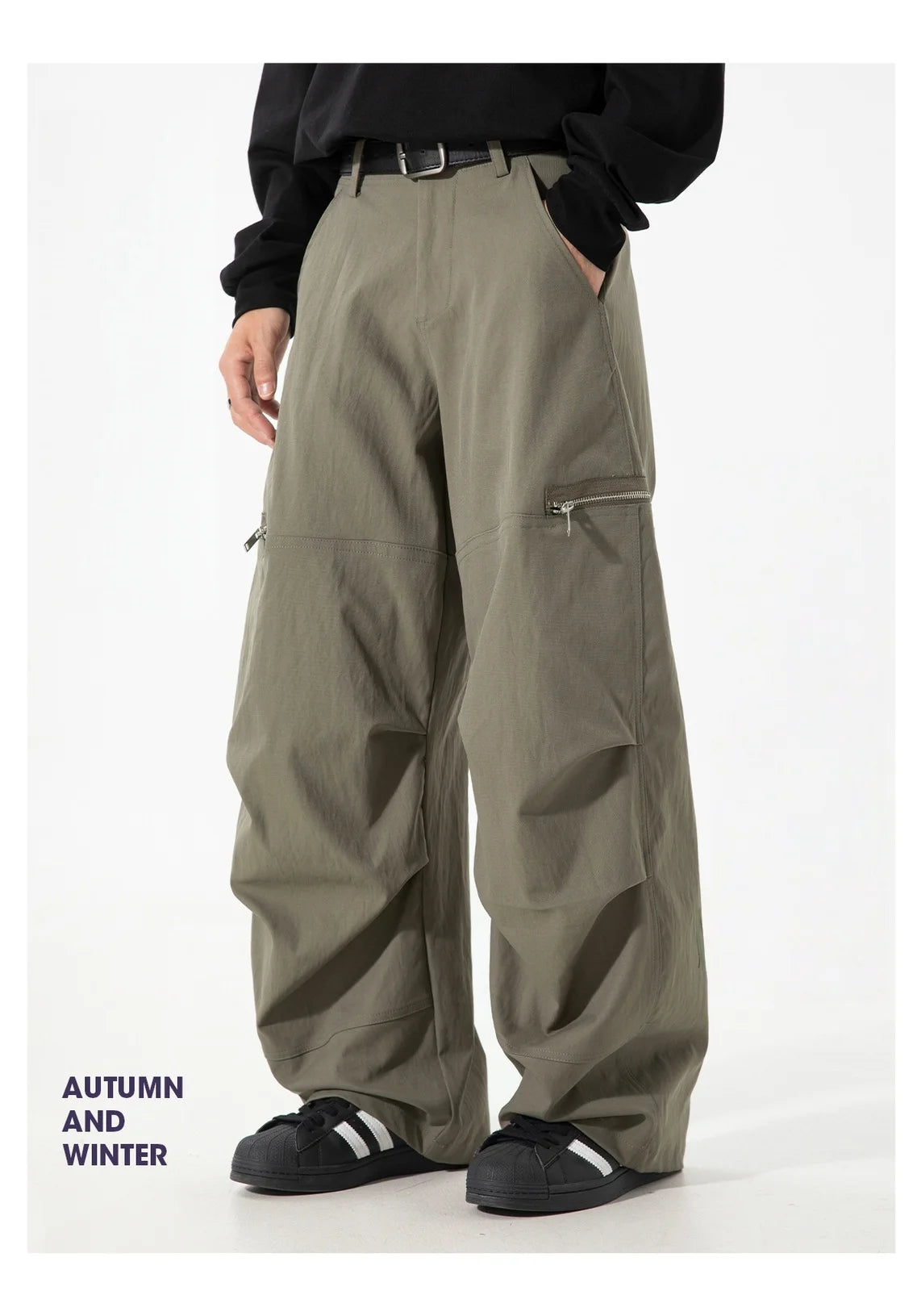 VOIDWEAR VDR_SIGNAL_MCHT ☰ pleated machete pants, paratrooper style, tactical zipper, loose fit, symbolic glyph tab
