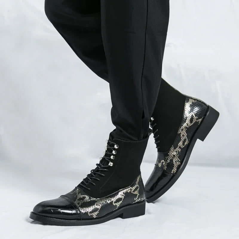 VOIDWEAR SIGNAL_VANISH_09 ☰ Shadow Rider Boots, patent PU leather, EVA insoles, above-ankle winter streetwear motorcycle boots for men
