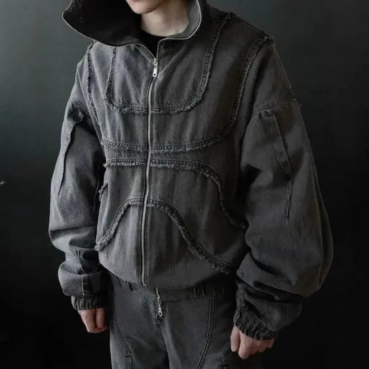 VOIDWEAR SIGNAL_VANISH_05 ☰ hoodie shown worn in New York summer alleyway, signal glyph visible on left sleeve.