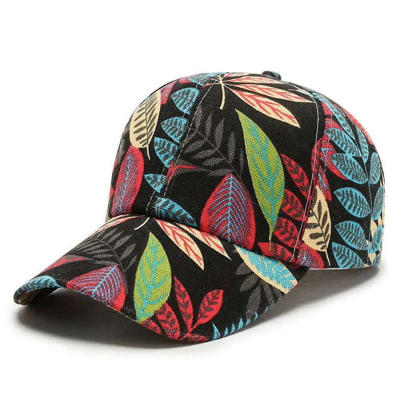 VOIDWEAR Ritual-Inspired Streetwear. Colorful leaf-patterned cap on a white background