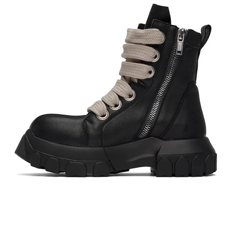 VOIDWEAR VDR_SHADOW_07 ⚑ men’s high-top leather platform boots with chunky sole, handmade in genuine black cow leather for streetwear and techwear style