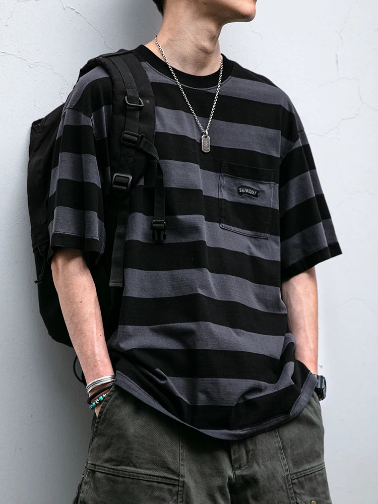 VOIDWEAR striped oversized tee with vanish-mode system, 100% cotton, summer streetwear