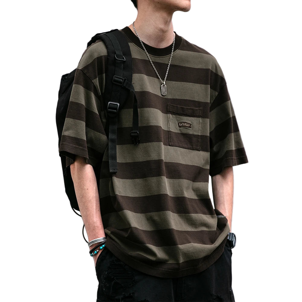 VOIDWEAR striped oversized tee with vanish-mode system, 100% cotton, summer streetwear