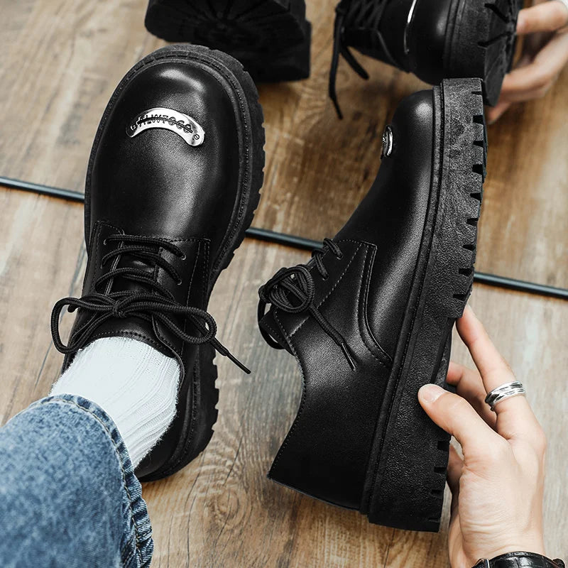 VOIDWEAR SIGNAL_VANISH_09 ☰ ritual-inspired PU leather Oxford shoes with lace-up closure, platform PVC outsole, and minimalist vanish design for spring/autumn
