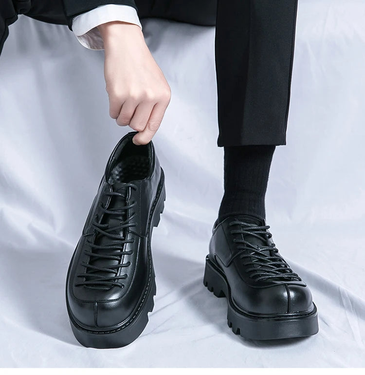 VOIDWEAR SIGNAL_VANISH_11 ☰ split leather platform streetwear shoes with lace-up closure and shadow-coded design, optimized for spring and autumn