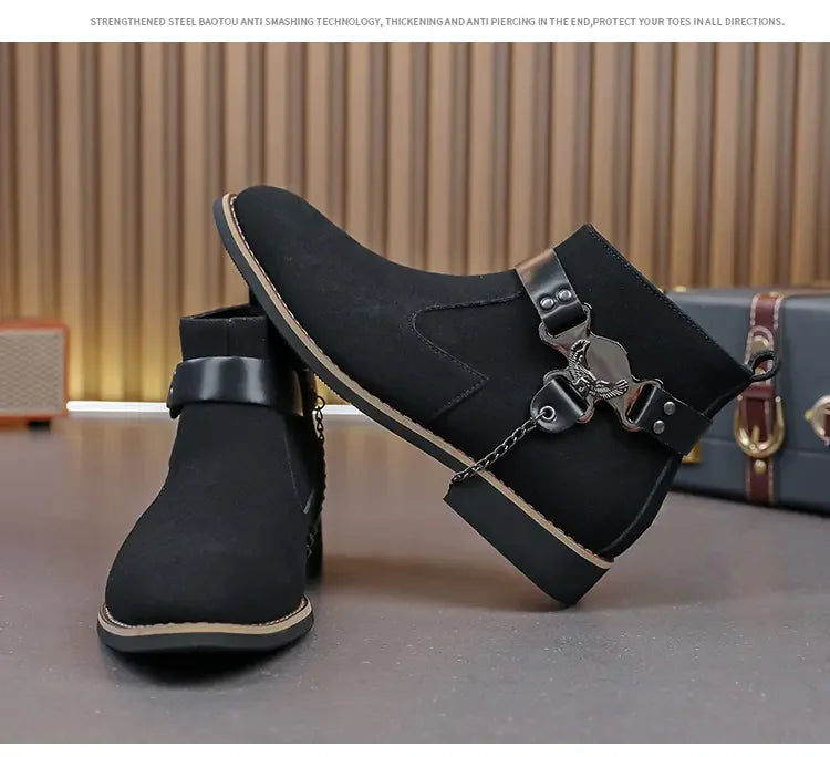 VOIDWEAR SIGNAL_VANISH_09 ☰ waterproof PU suede Chelsea-inspired streetwear boots with lace-up closure and ritual shadow-tech aesthetic