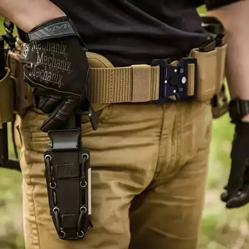 Polyester-canvas street belt with motion-phase buckle and vanish-glyph edge design, built for urban and tactical versatility