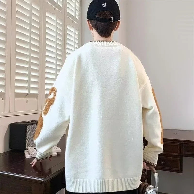 VOIDWEAR VDR_VANISH_10 ECHO jacquard letter knit sweater, washed midweight knit, oversize streetwear layering piece