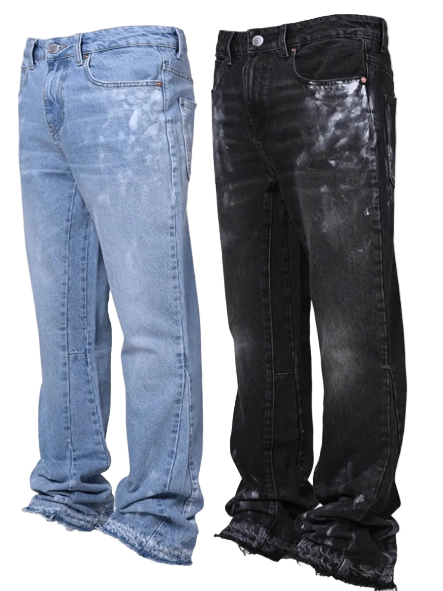 VDR_VANISH_05 ☰ glazed patchwork flare jeans — front view