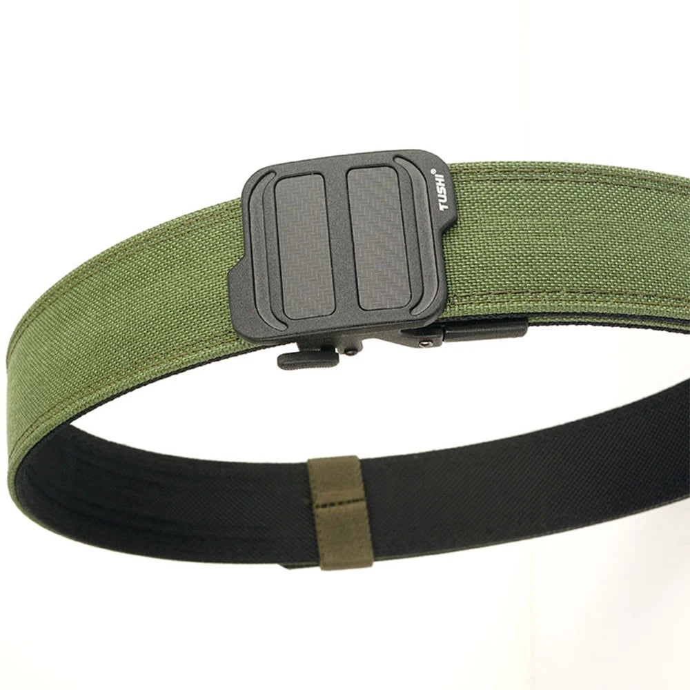 Sleek tactical nylon belt with signal glyph automatic buckle and vanish-mode design for minimalist utility