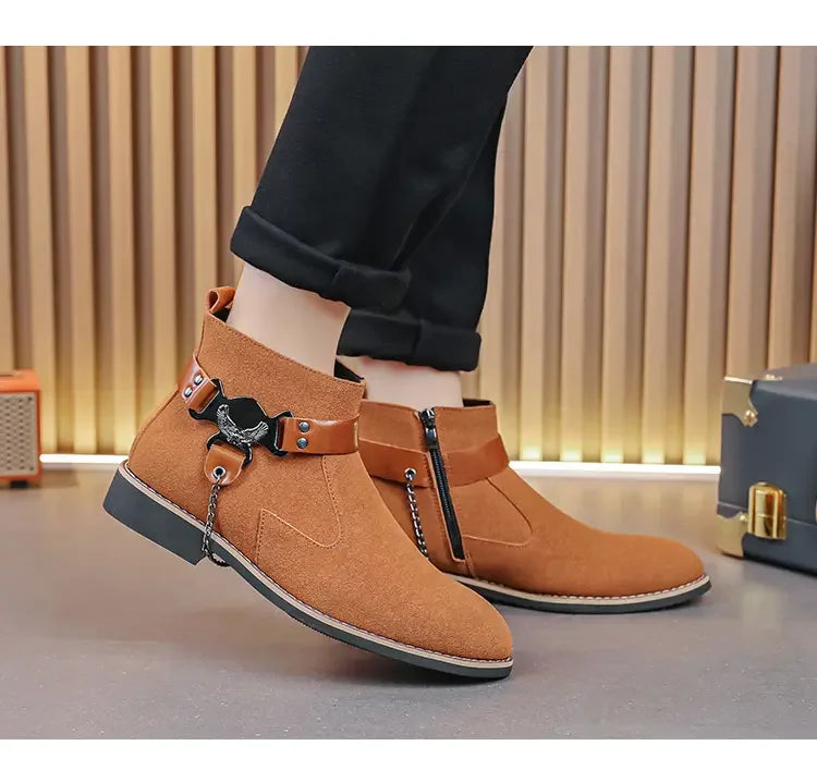 VOIDWEAR SIGNAL_VANISH_09 ☰ waterproof PU suede Chelsea-inspired streetwear boots with lace-up closure and ritual shadow-tech aesthetic