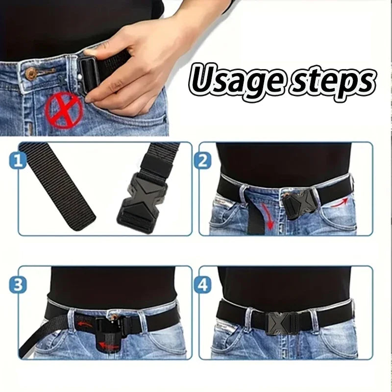 Step-by-step guide on how to use a black belt with a gun holster.