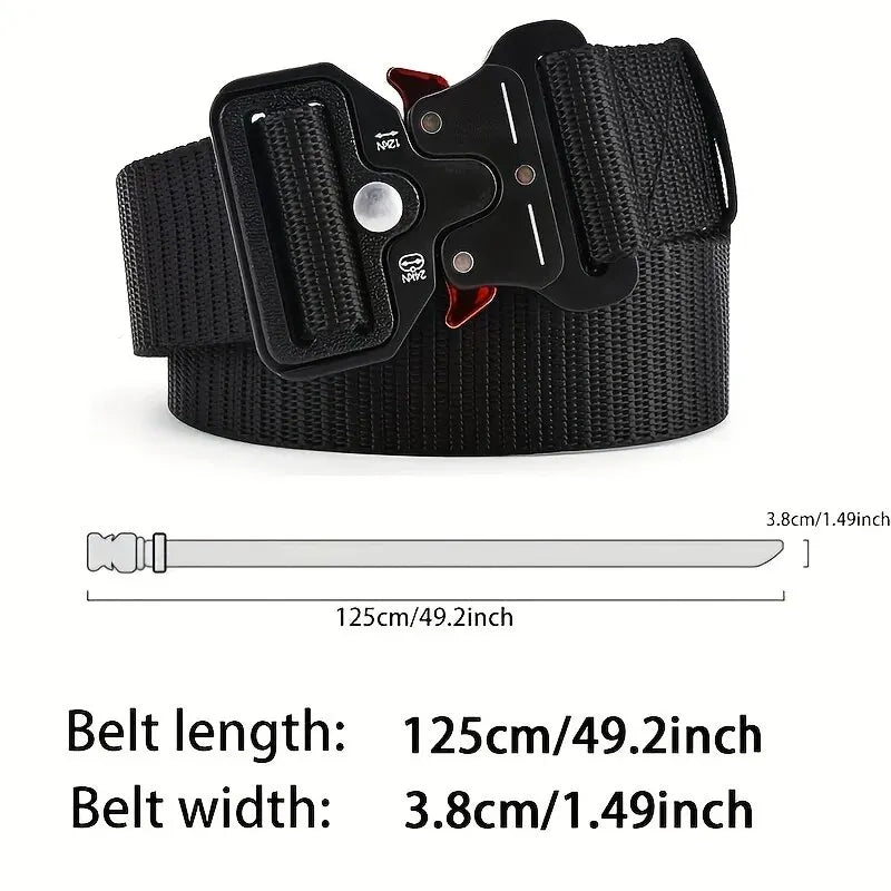 Polyester-canvas street belt with motion-phase buckle and vanish-glyph edge design, built for urban and tactical versatility