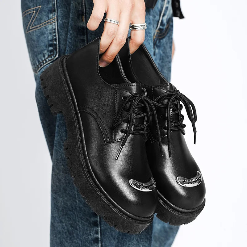 VOIDWEAR SIGNAL_VANISH_09 ☰ ritual-inspired PU leather Oxford shoes with lace-up closure, platform PVC outsole, and minimalist vanish design for spring/autumn