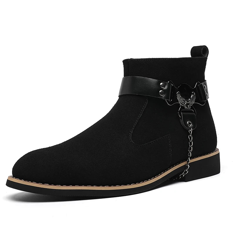 VOIDWEAR SIGNAL_VANISH_09 ☰ waterproof PU suede Chelsea-inspired streetwear boots with lace-up closure and ritual shadow-tech aesthetic