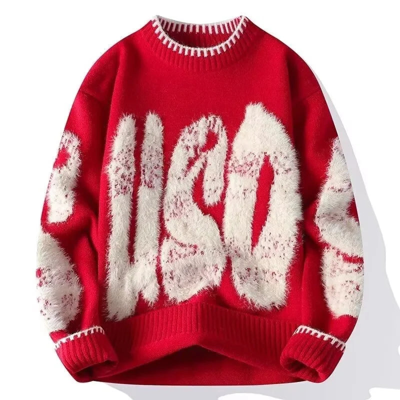 VOIDWEAR VDR_VANISH_10 ECHO jacquard letter knit sweater, washed midweight knit, oversize streetwear layering piece
